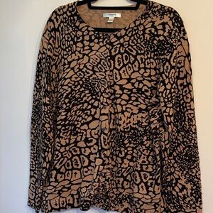 Liz Claiborne Animal Print Cardigan in Black and Tan